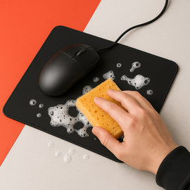 Cleaning mousepad regularly to maintain smooth tracking