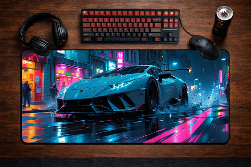 Alfombrilla Neon Burnout XXL - Gaming - 900 x 400 x 3 mm - Antideslizante