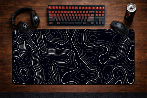 Schwarzes Topographie Mauspad XXL - 900 x 400 x 3 mm - Rutschfest