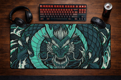 Eclipse Dragon Green Mousepad XXL - 900 x 400 x 3 mm - Antislip
