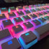 Blauwe PBT keycaps met puddingeffect – ideaal voor kleurrijke en verlichte toetsenborden