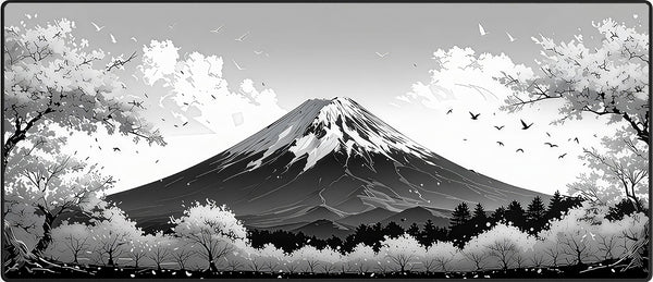 Muismat xxl - Fuji Blossom Zwart- Gaming - 900 x 400 x 3 mm - Antislip