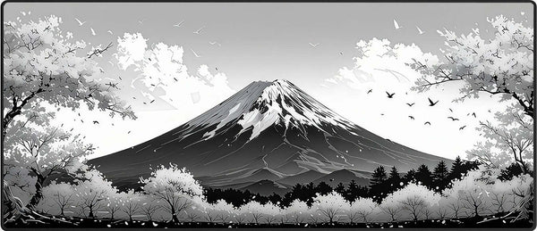 Fuji Blossom Black XXL gaming mousepad 900 x 400 mm