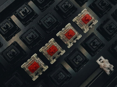 Gateron Milky Red Pro switches installed in custom mechanical keyboard