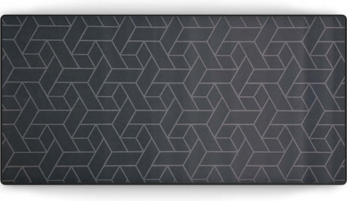 Donkergrijze gaming muismat met strak geometrisch patroon in XXL-formaat (900x400mm) en antislip rubberen onderlaag