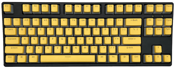 Gele pudding keycaps met translucent zijkanten – double shot PBT in OEM-profiel