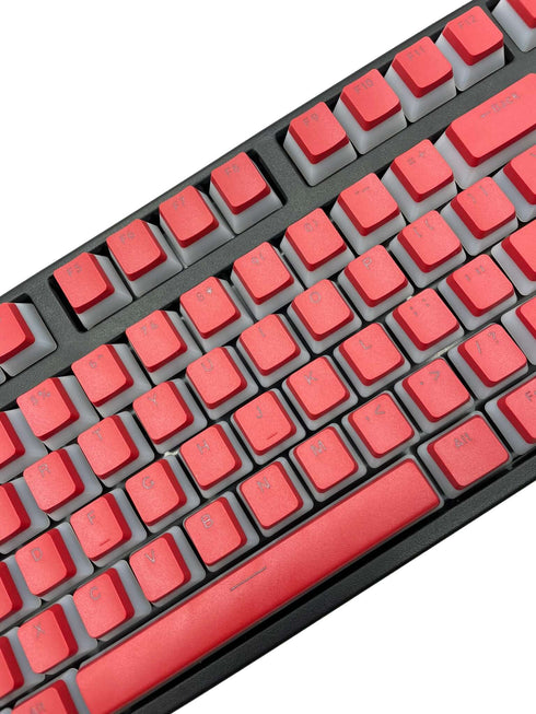 130-delige keycap set in rood met doorschijnende puddingstijl – ideaal voor RGB-verlichting