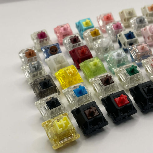 Mechanical keyboard switch test pack close-up