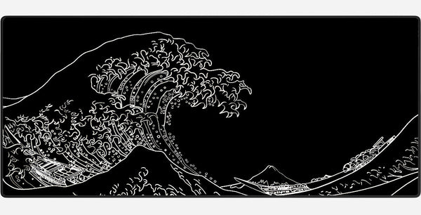 Kanagawa Wave Zwart/Wit Muismat XXL - 900 x 400 x 3 mm - Antislip