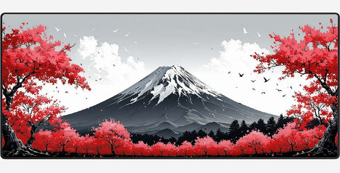 Fuji Blossom Red XXL gaming mousepad 900 x 400 mm
