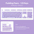 130-delige paarse keycap set met doorschijnende puddingstijl basis – ideaal voor RGB keyboards