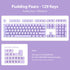 130-delige paarse keycap set met doorschijnende puddingstijl basis – ideaal voor RGB keyboards