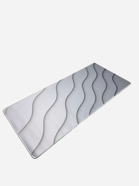 Abstract Wave Grey desk mat with grey wave pattern