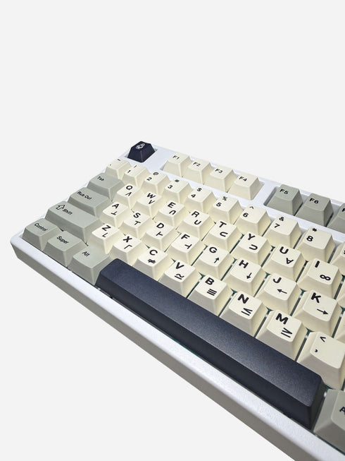 Astro Grey Cherry profile PBT keycaps close-up