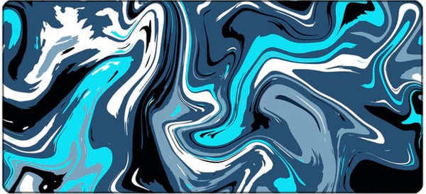 Abstracte blauwe muismat met marmer-look en antislip onderzijde – geschikt voor gaming en werk