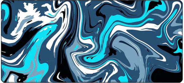 Abstracte blauwe muismat met marmer-look en antislip onderzijde – geschikt voor gaming en werk