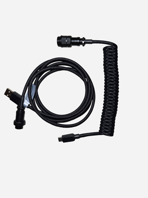 Premium Coiled Câble - Noir - USB-C vers USB-A