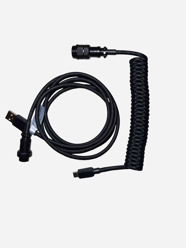 Premium black coiled USB-C to USB-A keyboard cable