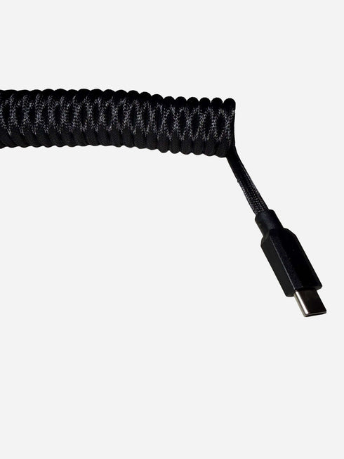 USB-C to USB-A premium coiled keyboard cable close-up