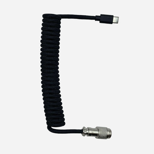 Black detachable coiled cable for custom keyboard setup