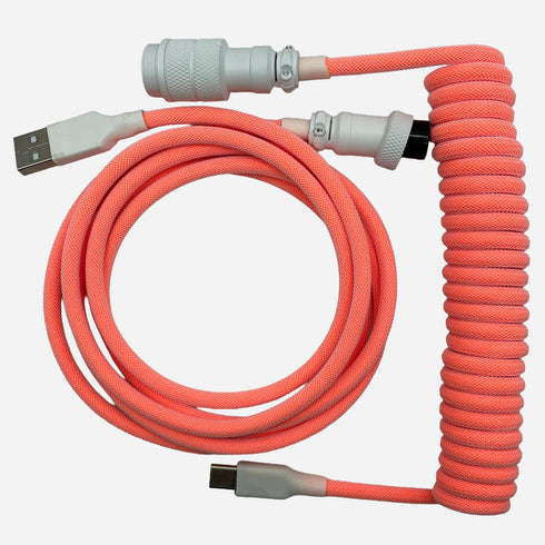 Premium pink coiled USB-C to USB-A keyboard cable