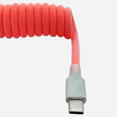 Premium Coiled Cable - Pink - USB-C to USB-A