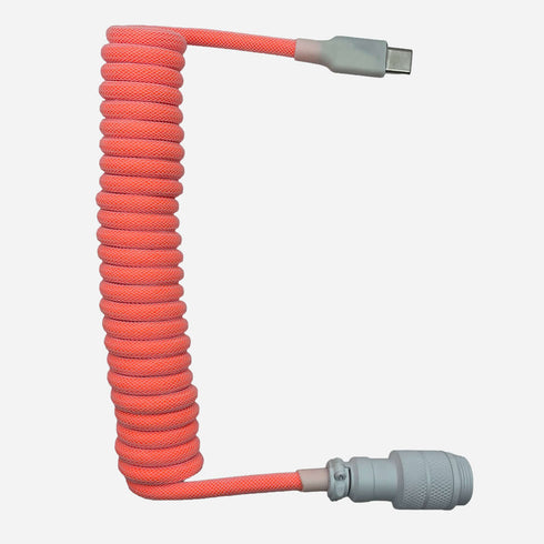 Pink premium detachable coiled cable for custom keyboard setup