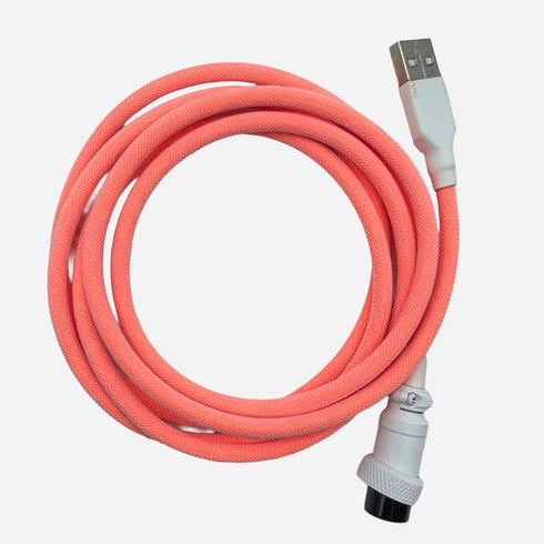 Premium pink USB-C coiled cable for mechanical keyboards