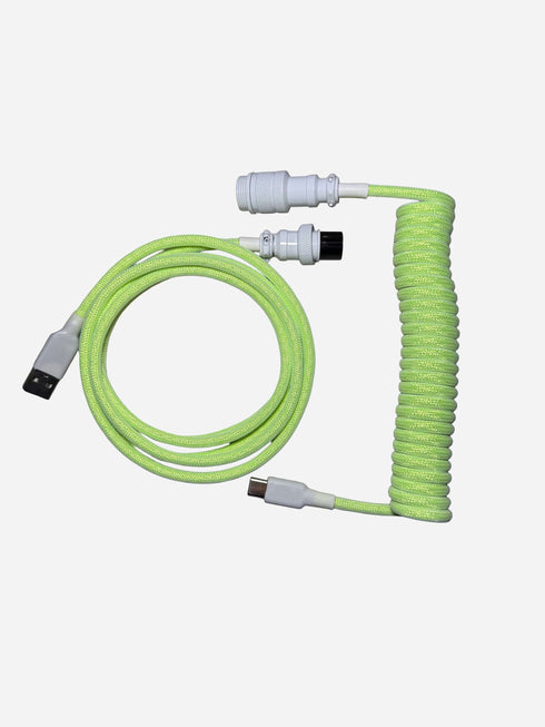 Premium green coiled USB-C to USB-A keyboard cable