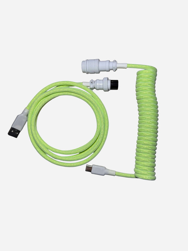 Premium green coiled USB-C to USB-A keyboard cable