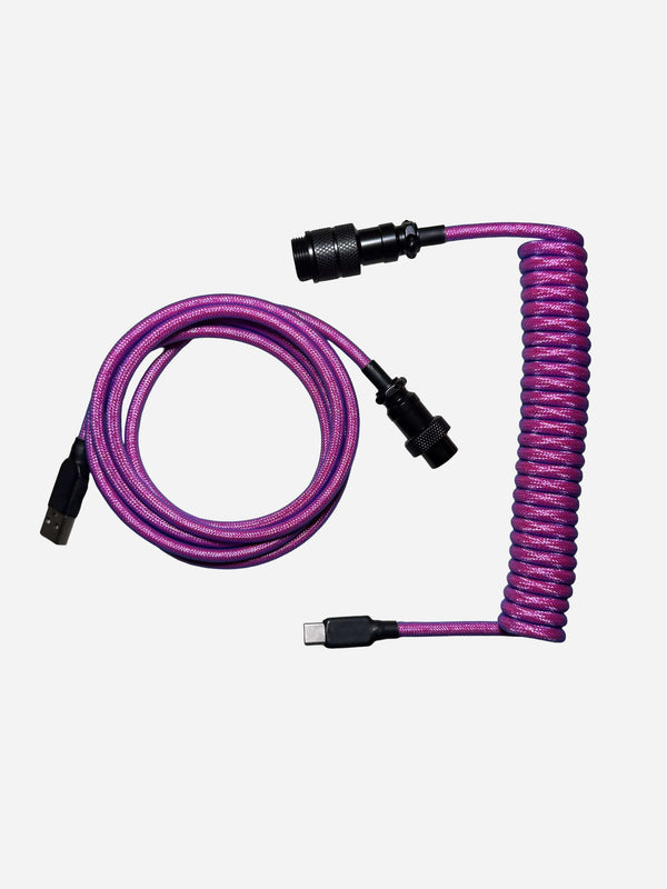 Premium purple coiled USB-C to USB-A keyboard cable
