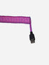 USB-C to USB-A premium purple coiled keyboard cable close-up
