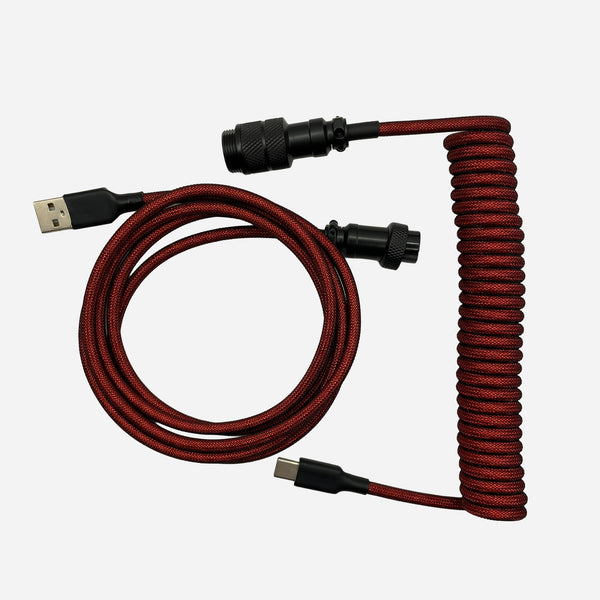 Premium Coiled Cable - Red - USB-C to USB-A