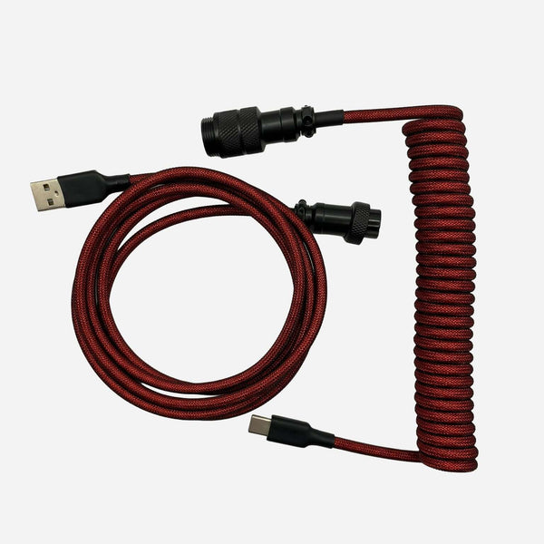 Premium red coiled USB-C to USB-A keyboard cable