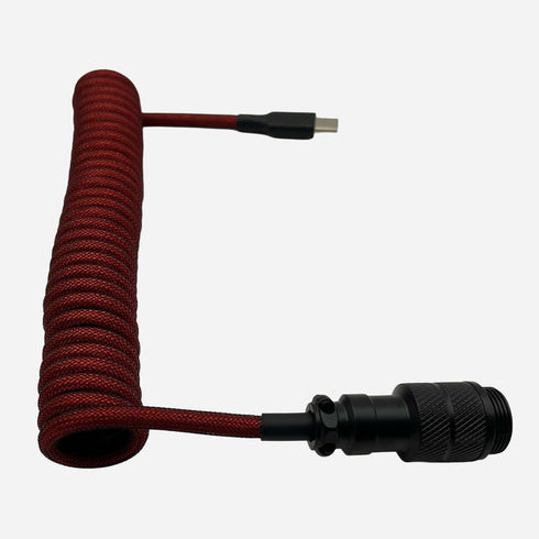 Red premium detachable coiled cable for custom keyboard setup