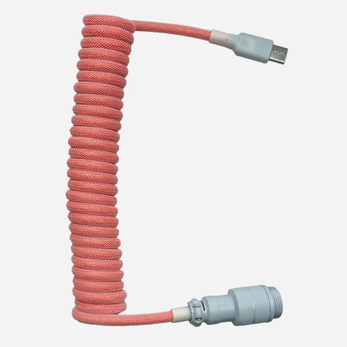 Light pink premium detachable coiled cable for custom keyboard setup