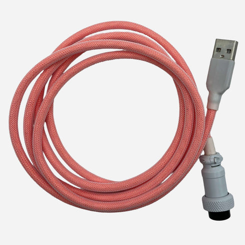 Premium light pink USB-C coiled cable for mechanical keyboards