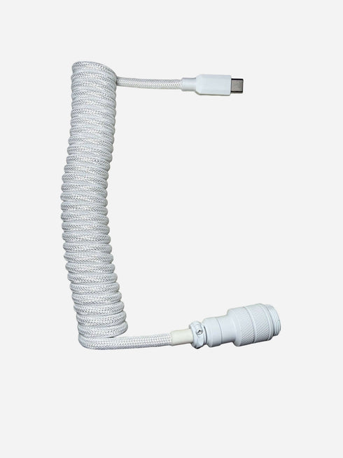 White premium detachable coiled cable for custom keyboard setup