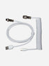 White coiled USB-C to USB-A keyboard cable