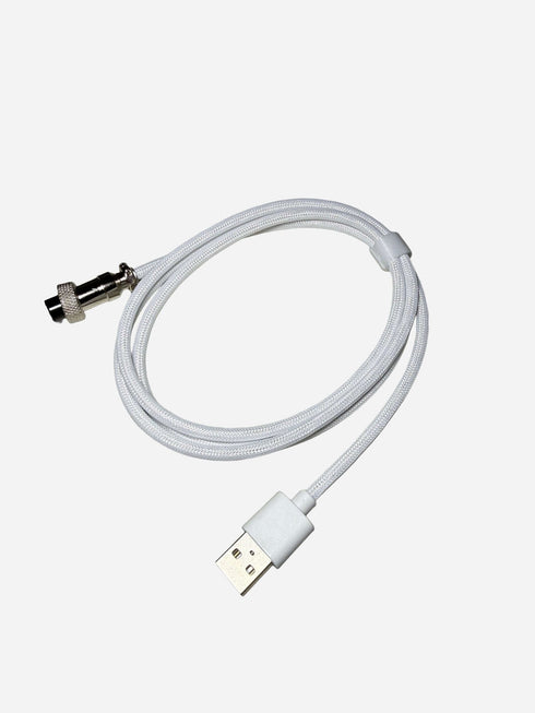 White USB-C coiled cable for mechanical keyboards