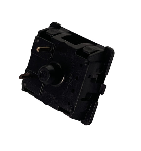 Onderzijde van de Cherry MX1A Brown switch – zwarte onderkant met aansluitpinnen en matte afwerking