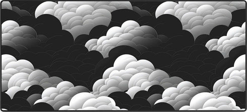 Cloud Static muismat met abstract zwart-wit wolkenpatroon – strak en modern ontwerp voor gamers en creatieven