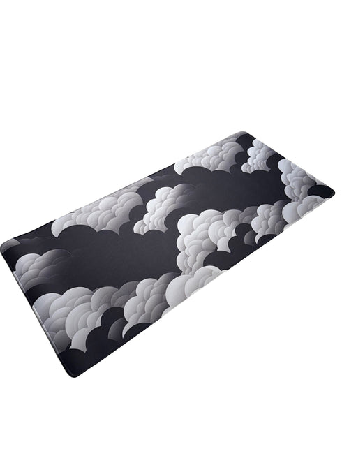 Cloud Static muismat met abstract zwart-wit wolkenontwerp – strak design voor elke setup