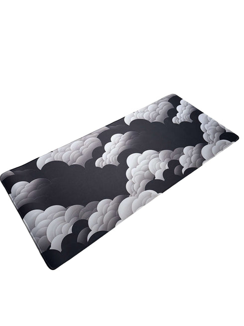Cloud Static muismat met abstract zwart-wit wolkenontwerp – strak design voor elke setup