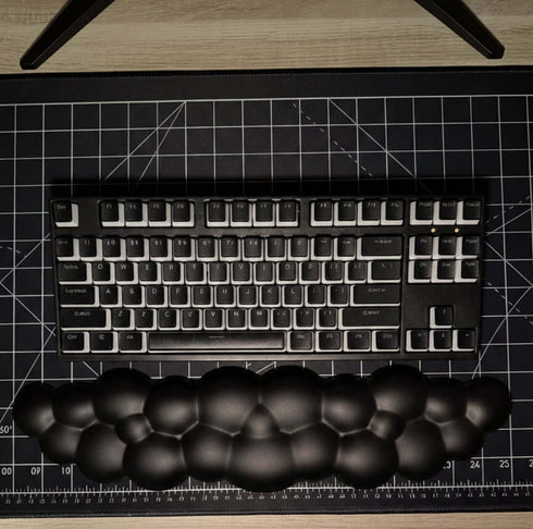 Cloud shaped black wrist rest for keyboard desk setup