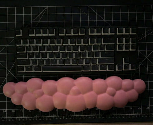 Cloud shaped dark pink wrist rest for keyboard desk setup