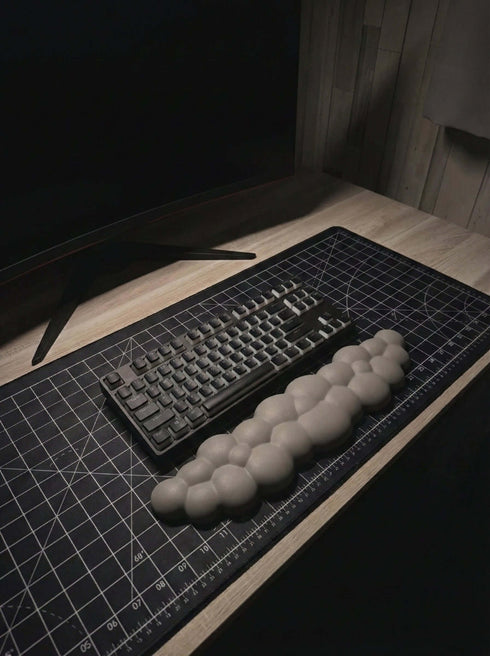 Grey cloud wrist rest for comfortable typing