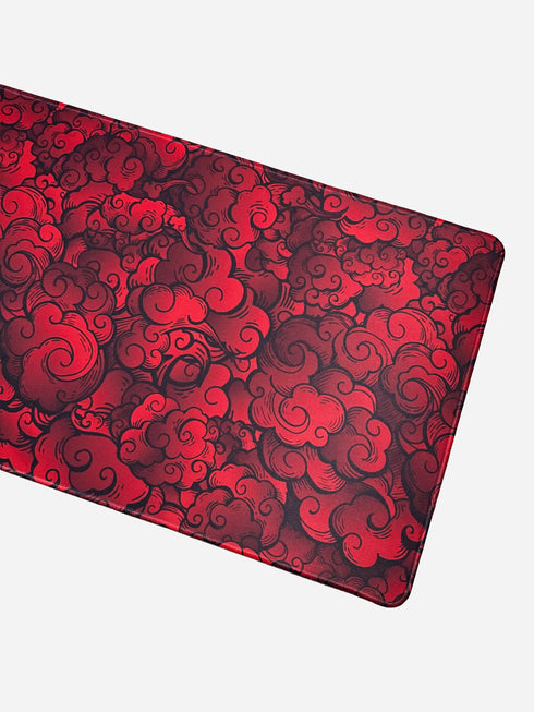 Cloud Obsidian Red desk mat with red abstract design