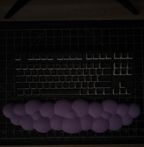 Cloud shaped purple wrist rest for keyboard desk setup