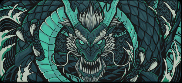 Muismat met groene oosterse draak in gedetailleerd design – Eclipse Dragon Groen